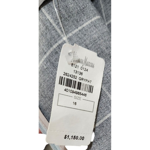 NWT Lela Rose Pearl Chestnut Plaid Wool Full Sleeve Dress Size 16 - Picture 12 of 16